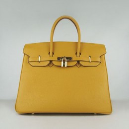 Hermes Birkin 35Cm Togo Leather Handbags Yellow Gold